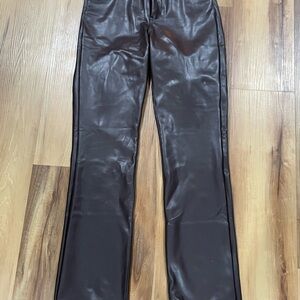 NYDJ Dark Brown Faux Leather Pants